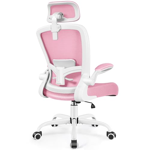 FelixKing Ergonomic Office Chair, Headrest Desk Chair Office Chair with Adjustable Lumbar Support, Home Office Swivel Task Chair with High Back and Armrest, Adjustable Height Gaming Chair(Pink)