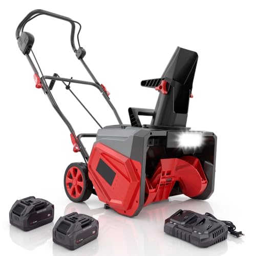 Garvee 40V 20" Cordless Snow Blower, Electric Snow Thrower Machine,Red