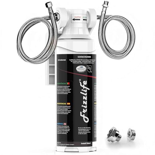 Frizzlife Under Sink Water Filter System-NSF/ANSI 53&42 Certified High Capacity Direct Connect Under Counter Drinking Water Filtration System-0.5 Micron Reduces Lead, Chlorine, Bad Taste & Odor MK99 (White) Under Sink Water Filter