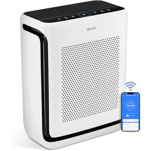 LEVOIT Air Purifiers for Home Large Room Up to 1875 Ft² with Washable Pre-Filter, AHAM VERIFIDE, Air Quality Monitor, HEPA Sleep Mode for Allergies, Pet Hair in Bedroom, Vital 200S-P, White Air Purifier White
