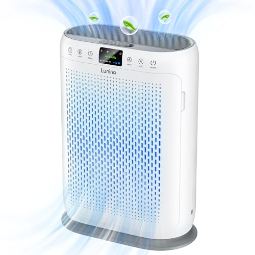 LUNINO Air Purifiers for Home Large Room up to 2400sq.ft, LUNINO H13 HEPA Air Filter with PM 2.5 Display Air Quality Sensors, Aromatherapy Function, Air Cleaner for Dust, Smoke, Dander, Pets Hair, Pollen