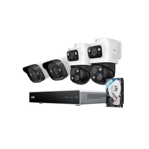 eufy PoE NVR Security Camera System S4, 24/7 Recording,Up to 16CH, 2TB HDD, 2 Bullet-PTZ Cams, 2 Bullet Cams, 360° PTZ, AI Auto Framing & Tracking, Smart Video Search, Color Night Vision $799.99 $1,09