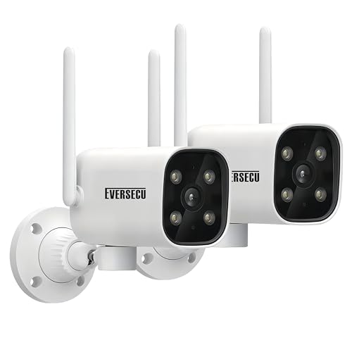 EVERSECU 2K WiFi PTZ Bullet Camera, Outdoor/Indoor, Pan/tilt, 2-Way Audio, Night Vision, Motion Detection Auto Tracking, Waterproof, Remote Access, RTSP Stream, Compatible with Alexa(2pack)