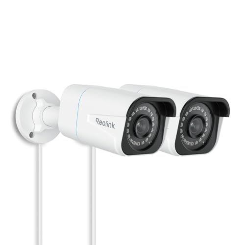 REOLINK 4K/8MP Security Bullet PoE IP Camera,Surveillance Outdoor Indoor,Human/Vehicle/Pet Detection,100ft IR Night Vision,Work with Smart Home,Up to 512GB microSD Card,RLC-810A(Pack of 2)