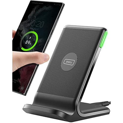INIU Wireless Charger, 15W Fast Wireless Charging Station with Sleep-Friendly Adaptive Light Compatible with iPhone 17 16 15 14 13 12 Pro Max Samsung Galaxy S25 S24 S23 Note 20 Google etc