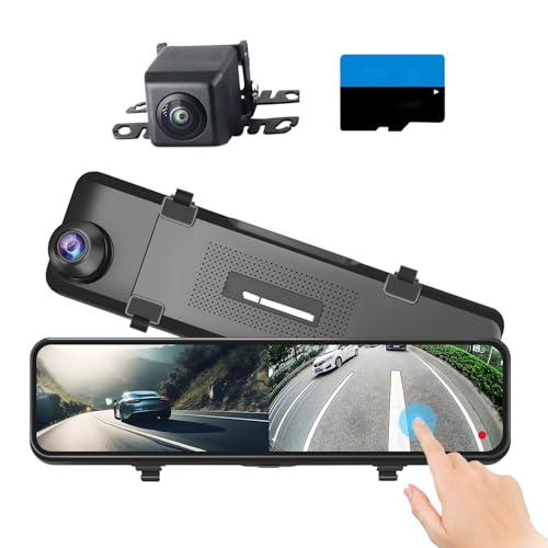 INSEETECH 4K Mirror Dash Cam, 11" Rear View Mirror Dash Camera Front and Rear with Touch Screen,Backup Camera for Car RV Truck, Night Vision, Free 64GB Card, WDR, G-Sensor and Parking Assistance