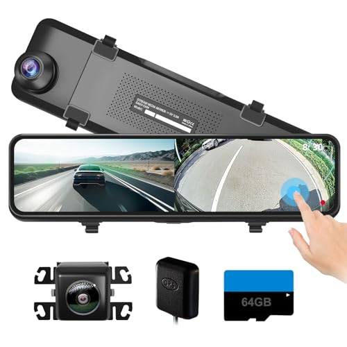 STONVUE 4K Mirror Dash Cam, 11" Rear View Mirror Dash Camera Front and Rear with WDR G-Sensor Parking Assistance, with Free 64GB Card, Waterproof Backup Camera for Car RV by STONVUE