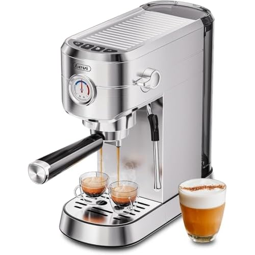 Gevi Commercial Espresso and Coffee Makers, Professional 20 Bar Espresso Maker with Milk Frother, Stainless Steel Expresso Coffee Machines for Home, Compact Cappuccino Machine, Great Gift