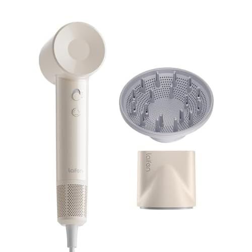 Laifen SE Lite Hair Dryer, Negative Ionic Blow Dryer with 100,000 RPM Brushless Motor for Fast Drying, High-Speed Low Noise Hair Dryer with Lightweight Design and 2 Nozzles Milktea, HD110