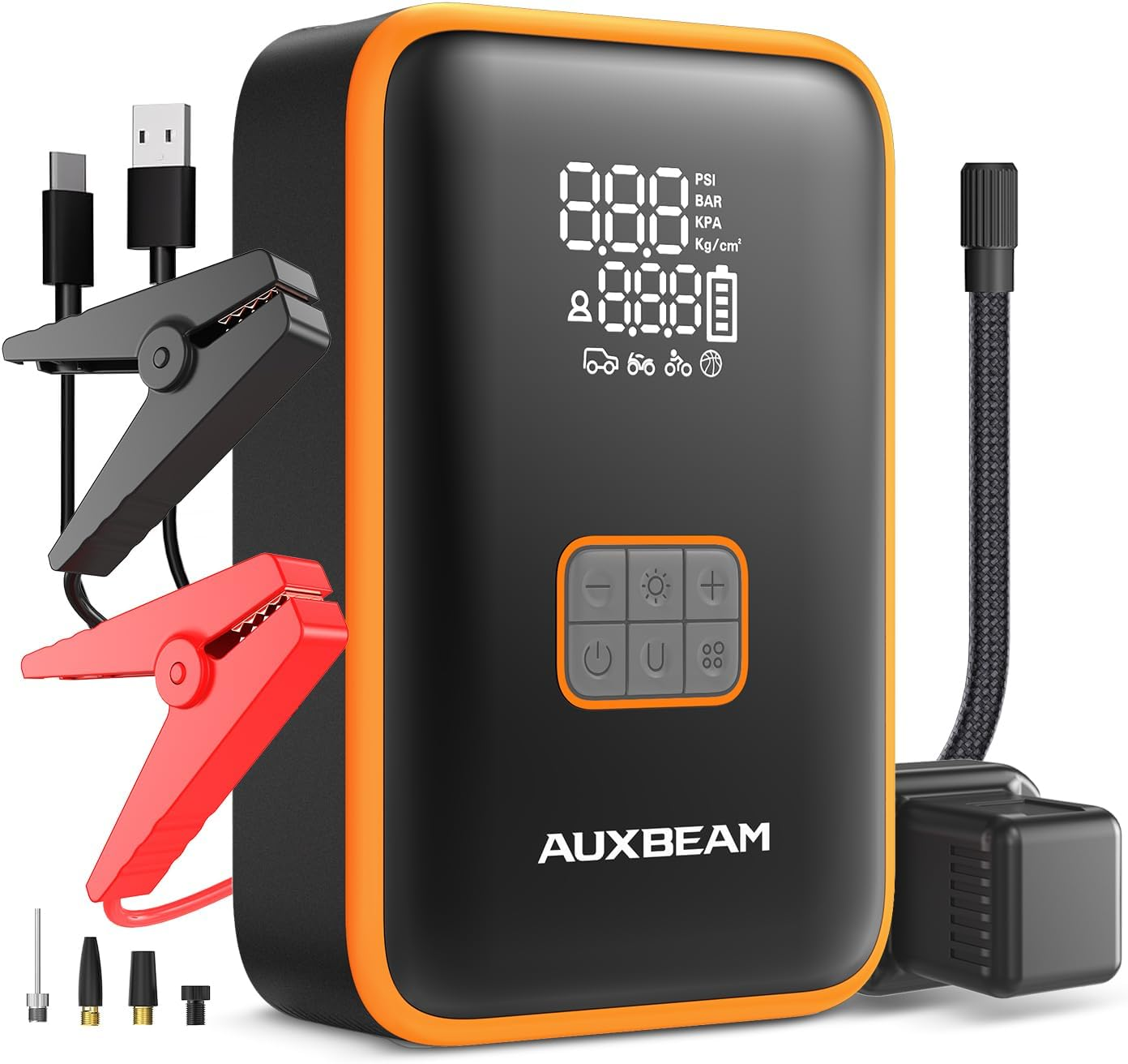 Auxbeam Jump Starter with Air Compressor 3000A Car Battery Jump Starter (6.5 Gas/3.0L Diesel) with 150PSI Cordless Tire Inflator 12V Jumper Box for Car Battery Portable for Compact Vehicle 