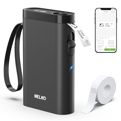 Nelko Label Maker Machine with Tape, P21 Bluetooth Label Printer, Wireless Mini Label Makers with Multiple Templates for School Office Home, Black