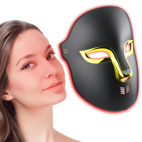 Auxoliev Red Light Therapy Mask for Face,Valentine Gifts for Her Him,4 Modes Acne Removal Wrinkles&Redness Anti-Aging,2000mAh Rechargeable,Wirless Remote,Infrared Photon Facial Mask for Travel Yoga Black