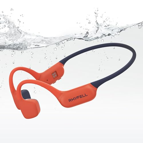 Rhyfell Swimming Headphones, IP68 Waterproof Bone Conduction Headphones, MP3 Mode 32GB Memory, 10H Playtime, Bluetooth 6.0, Open Ear Underwater Headphones for Women, Swimming, Yoga, Aerobics