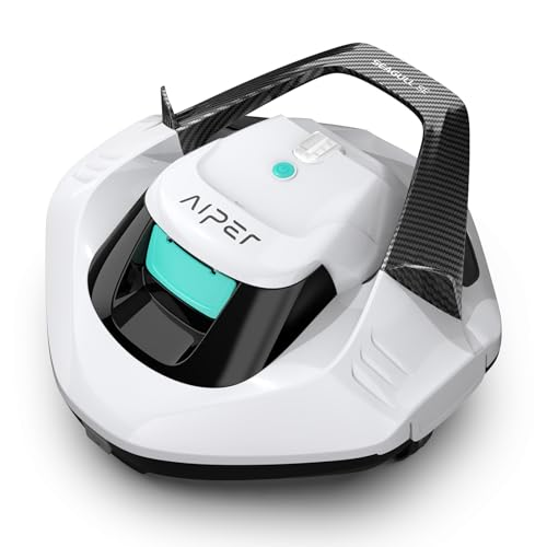 AIPER Seagull SE 2025 Cordless Robotic Pool Cleaner with LED Indicator, Self-Parking Technology, Lasts 90 Mins Runtime, Ideal for Above-Ground Pool up to 40 Feet, Snow White & Teal