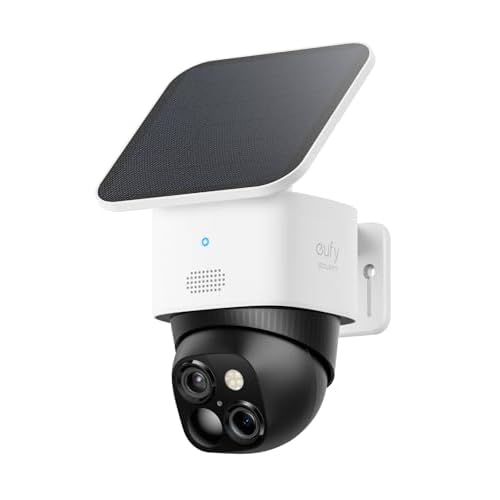 eufy Security 3K Dual Camera, SoloCam S340, Solar Security Cameras Wireless Outdoor, Cameras for Home Security, 360&deg;Coverage, Pan & Tilt, No Blind Spots, No Monthly Fee, Built-in 8GB