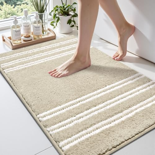 Arenarug Bathroom Rugs 24x36 Extra Soft Absorbent Bath Mat Chenille Non Slip Shower Mat Rubber Backing Machine Washable Bath Mats for Bathroom Shaggy Khaki Bath Rugs for Tub, Hallway $28.79 $0.00