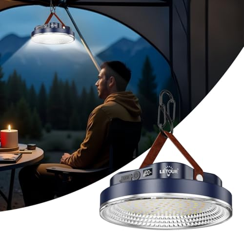 LETOUR Portable Tent Light Rechargeable,5000LM Led Camping Lantern 30W with Magnet , IPX4 Waterproof Camping Lights Power Failure Emergency Survival Kits Snowstorm