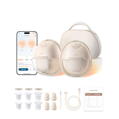 eufy Security Heated Wearable Breast Pump S1 Pro, Slim Hands-Free with Industry-Leading HeatFlow Tech, Wireless Charging Case, App-Controlled OptiRhythm, 300 mmHg Strong Suction, in-Bra Use