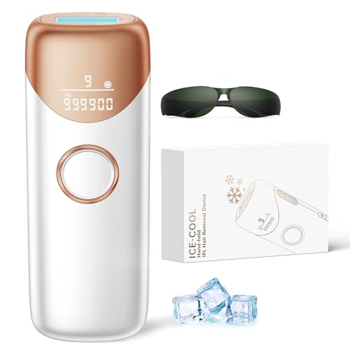 Ubroo Laser Hair Removal with 5℃ Ice Cooling,Hand-held Hair Removal Device IPL Hair Removal for Women and Men,Reduce Hair Regrowth,Full Body Use for Legs,Bikini,Armpits(Gold)