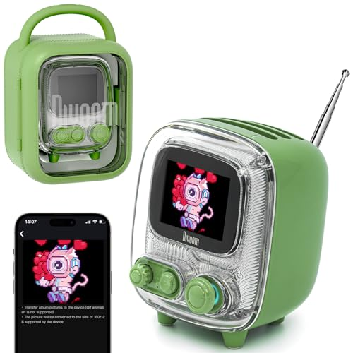 Divoom Tiivoo-2 Retro Bluetooth Speaker with FM Radio, Pixel Art, Green & Gift, Gree