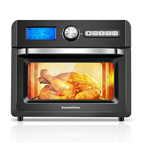 Bonsenkitchen Air Fryer Toaster Oven, Bonsenkitchen 19 QT Convection Airfryer Countertop Oven with Digital Screen, Electric Hot Oven Oilless Cooker 11 Presets for Roast Bake Broil Reheat Fry Oil-Free, 1500W