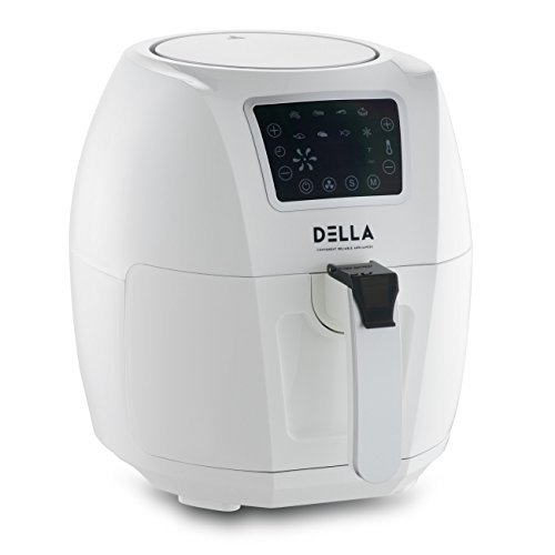 DELLA 1500W Electric Air Fryer Digital LED Display 8 Cooking Presets Menu, Timer & Temperature Control, White