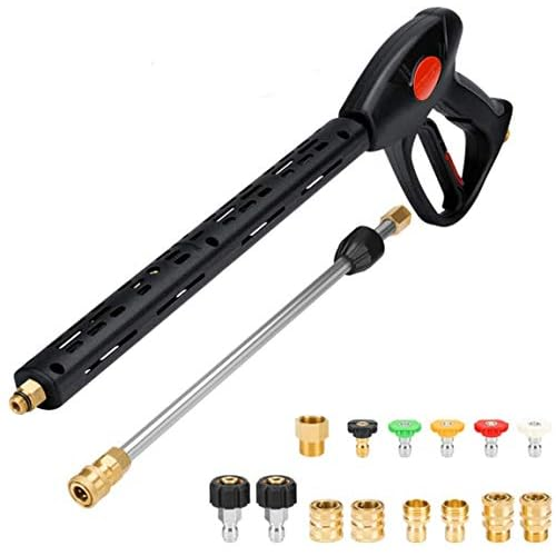 LEDMO Pressure Power Washer Gun with Replacement Wand Extension,5 Nozzle Tips,M22-15mm or M22-14mm Fitting,Quick Disconnect Kit,Adapter Set
