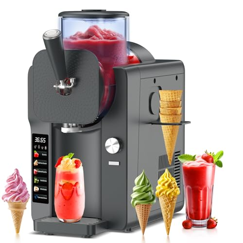 turephe Ice Cream Maker, Slushie Machine for Home, Slushy Machine 70 oz Margarita Machine with 6 Preset Programs for Ice Cream, Milkshake, Cocktail, Frappés, 9-level Adjustable Thickness, Gray Gray 70 oz