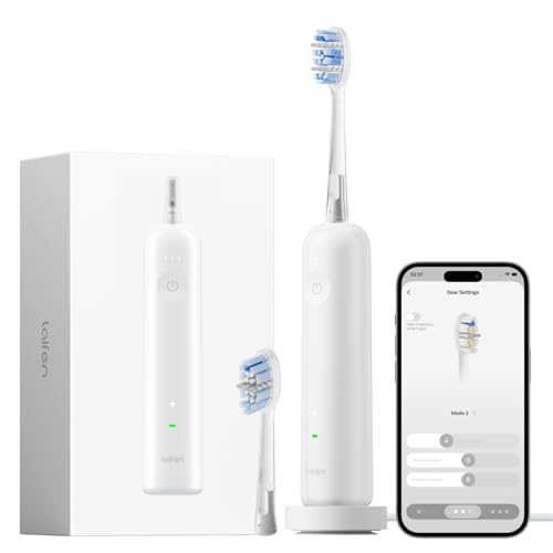Laifen Wave Pro Sonic Electric Toothbrush for Adults – 2026 Model, 60° Oscillations for Ultra-Clean, Smart App, 70-Day Battery, 2 Brush Heads, IPX8 Waterproof (White ABS)