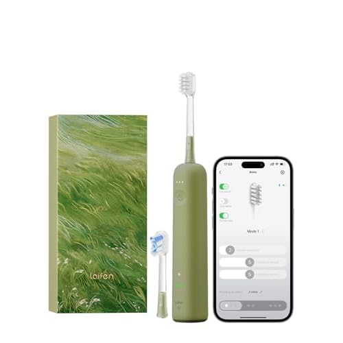 Laifen Wave Special Electric Toothbrush, New 2025 Version Oscillation & Vibration Sonic Electric Toothbrush for Adults with App, 2 Brush Heads, IP68 Waterproof Travel Powered Toothbrush (Meadow Green)