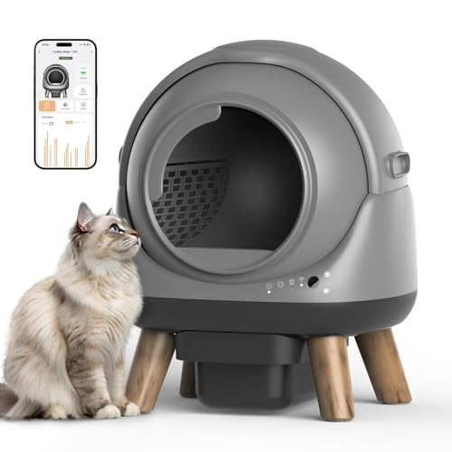 Coziley Self Cleaning Litter Box for Multiple Cats, G1 Automatic Litter Box with Smart APP Control & Health Monitoring, Includes 2 Roll Trash Bags and Litter Mat (Grey)