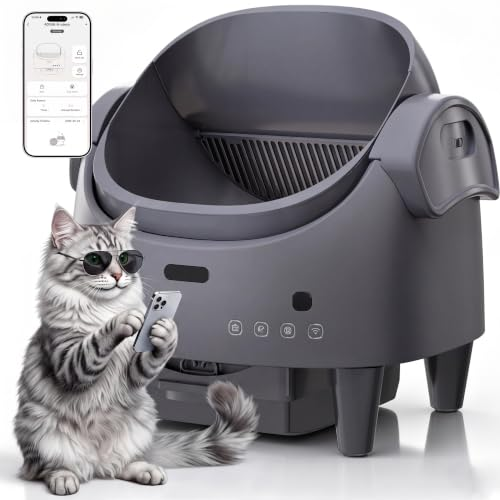 Garvee Automatic Cat Litter Box, Self-Cleaning Litter Box with Open-Top Design, 15-Layer Safety Protection System & Smart App Control, Electric Cat Litter Box with Adjustable Entry Height & Odor Control
