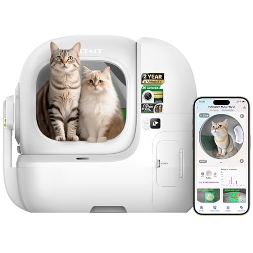 PETKIT Purobot Max Pro 2 AI-Camera Self Cleaning Cat Litter Box, Extra Large Opening 210° Wide Angle Lens Cat Facial Recognition Automatic Litter Box with 5G WiFi App Control Odor-Free