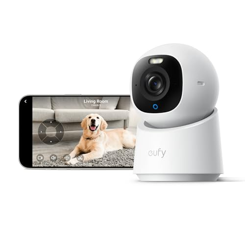 eufy Security 4K Indoor Camera E30-No Subscription,Work as Pet Camera,Nanny/Baby Monitor,Pan&Tilt,AI Auto Tracking,AI Detection,24/7 Recording,Color Night Vision,Two-Way Audio,Works with HomeKit 1-Pack White