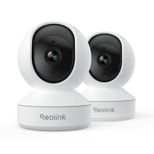 REOLINK Home Security Camera System, E1(2 Pack), Smart Human/Pet Detection | 4MP HD Plug-in Indoor WiFi 6 Pan Tilt Pet Camera, Baby Monitor, Night Vision, 2 Way Talk, Local microSD Card Storage