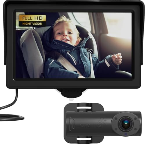 GROWNSY Baby Car Camera, HD Display Baby Car Mirror with Night Vision Feature, 4.3 inch Baby Car Camera with Monitor Wide Clear View, Backseat Camera Rear Facing to Observe Baby’s Every Move