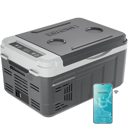 EUHOMY 12 Volt Refrigerator, 11 Quart (10L) Compressor Electric Cooler APP Control, Car Fridge 12/24V DC & 100-240V AC, Car refrigerator -4℉~68℉, Portable Freezer for RV, Camping, Travel Refrigerator 11QT