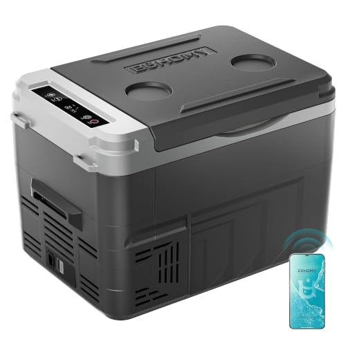 EUHOMY 12 Volt Refrigerator, 17 Quart (15L) Compressor Electric Cooler APP Control, Car Fridge 12/24V DC & 120-240V AC, Car Refrigerator -4℉~68℉, Portable Freezer for RV, Travel, Camping 17QT
