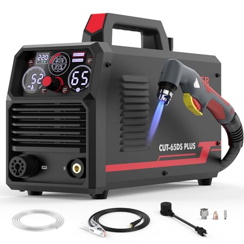 YESWELDER Plasma Cutter, 65Amp 110V/220V Non-High Frequency Non-Touch Pilot Arc 4-In-1 Plate Cutting/Grid Cutting/Gouging/Marking Multifunctional Plasma Cutting Machine CUT-65DS PLUS
