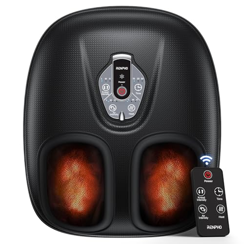 RENPHO Foot Massager with Heat, Birthday Gifts for Women, FSA Eligible HSA | Exclusive Pressure Monitoring Tech, Cordless Remote, 3 Heat & Compression Levels, NTC Temperature Control Tech, Up to Size 12