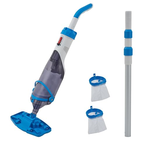 GarveeLife Pool Vacuum for Above Ground Pool, Upgraded 13.4" Wide Head & Telescopic Pole, 18.5 GPM Powerful Suction, 60 Mins Runtime, Cordless Handheld Rechargeable Pool Cleaner for Inground Pools