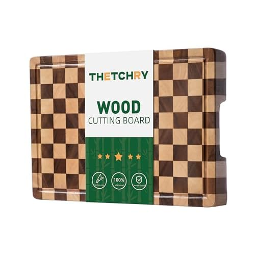 THETCHRY Cutting Boards for Kitchen, Checkered Wooden Cutting Board