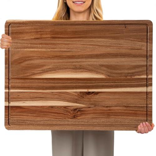 GAOMON 24 x 18 In Acacia Cutting Board for Kitchen, XXL Extra Large Charcuterie Cheese Platter Serving Tray, Food Prep and Serving Boards, Chopping Boards for Meal Vegetables and Cheese 24"L x 18"W