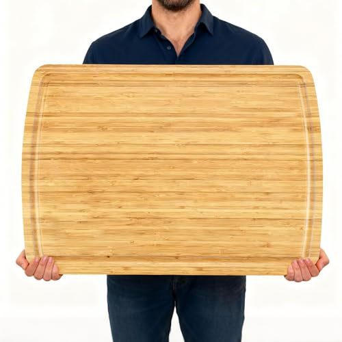 GarveeHome 30 x 20 Extra Large Cutting Board, Bamboo Stove Top Cover, Over the Sink Cutting Board with Juice Groove, Heavy Duty Charcuterie Board for Kitchen