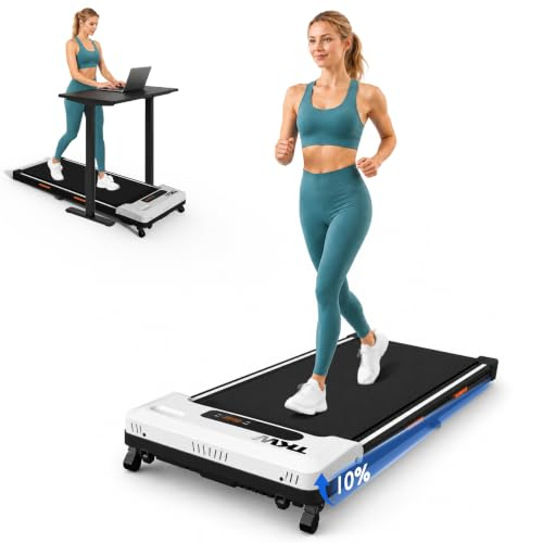 TKWRUN Walking Pad Treadmill for Home - Under Desk Treadmills Portable Mini Portable Walking Treadmill with Incline, Remote, 300 Lbs Weight Capacity Walking Machine for Small Spaces White1 Walking Pad