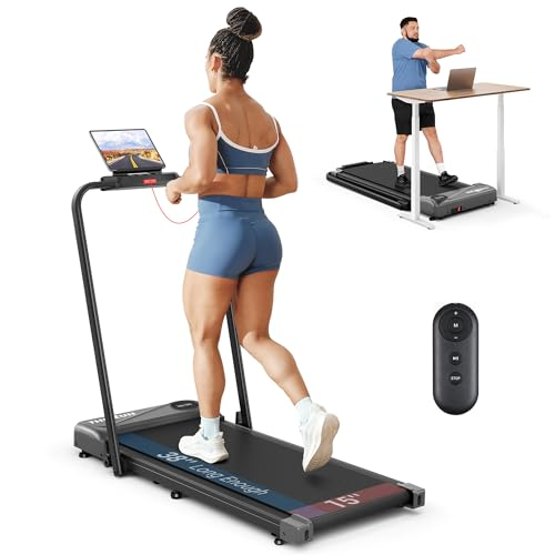 THERUN Walking Pad with Handle Bar, 2 in 1 Under Desk Portable Treadmill