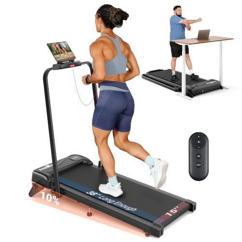 THERUN Walking Pad with Handle Bar, 2 in 1 Under Desk Portable Treadmill