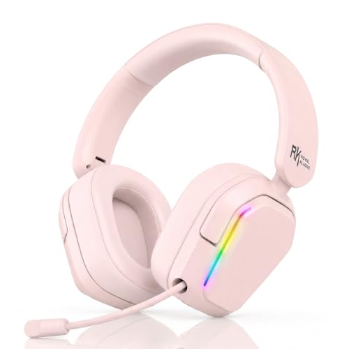 RK ROYAL KLUDGE HG101 V2 Wireless Gaming Headset for Xbox/PS5/NS/PC, Pink