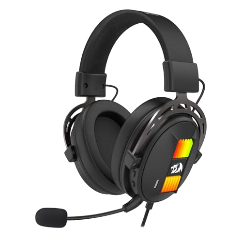 Redragon H375 Wired Gaming Headset, 53mm Drivers 7.1 Surround Sound, Detachable Noise Cancelling Mic, USB Computer Headset with RGB, Lightweight Design for PC/Laptop/PS4