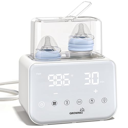 GROWNSY Fast Double Baby Bottle Warmer for Breastmilk & Formula, Beige